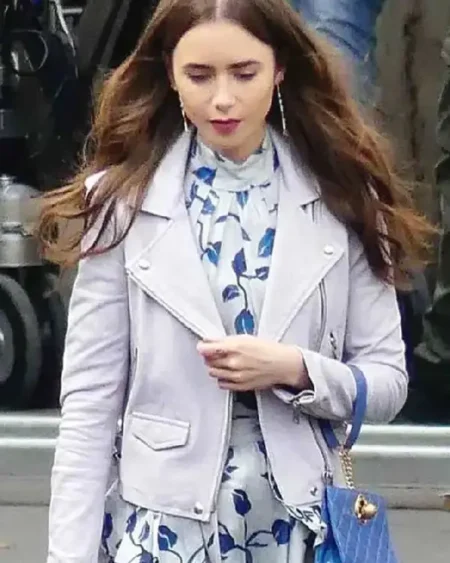 Lily Collins Emily in Paris Leather Jacket