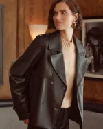Love & Roses Black Cropped Trench Faux Leather Jacket