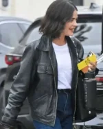 Lucy Hale 2025 Black Leather Jacket