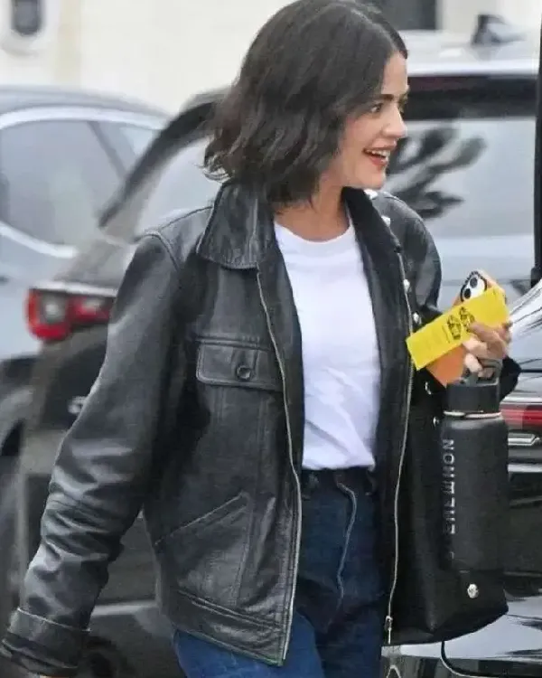 Lucy Hale 2025 Black Leather Jacket