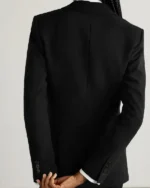 Man Vs Baby S01 Single-Breasted, Notched Lapels Black Tailored Blazer