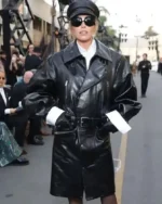 Miley Cyrus 2025 Black Leather Coat