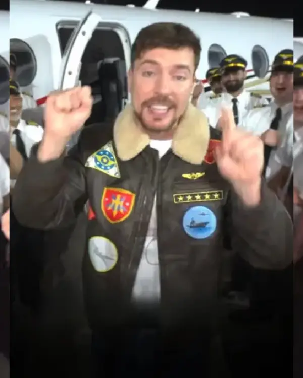 MrBeast Aviator Leather Jacket For Sale