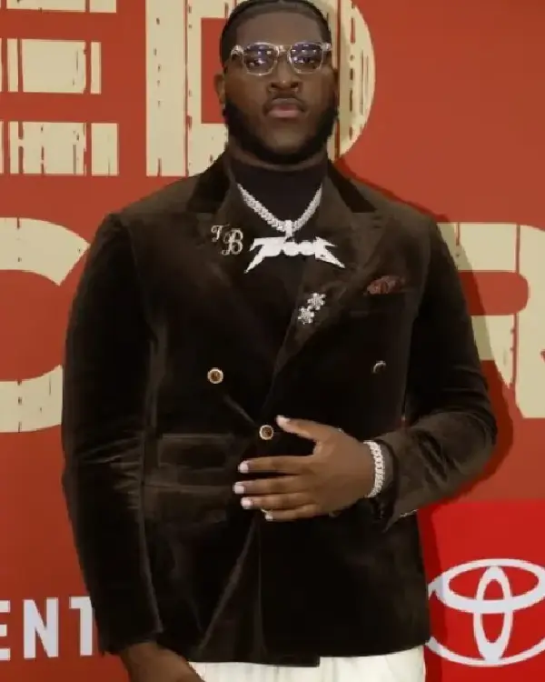 NFL Draft Tyler Booker Brown Velvet Blazer sale