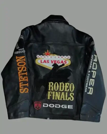 NFR Las Vegas Monte Carlo Black Leather Jacket