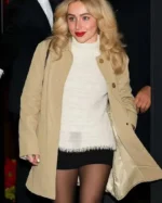 NYC Sabrina Carpenter Grammy Nominations Beige Coat