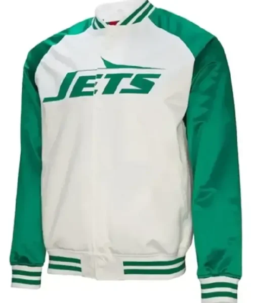 New York Jets Legacy Sack Exchange Satin Varsity Jacket