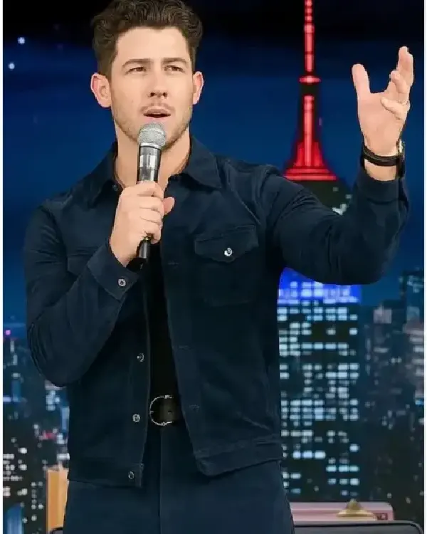 Nick Jonas The Tonight Show Blue Suede Jacket