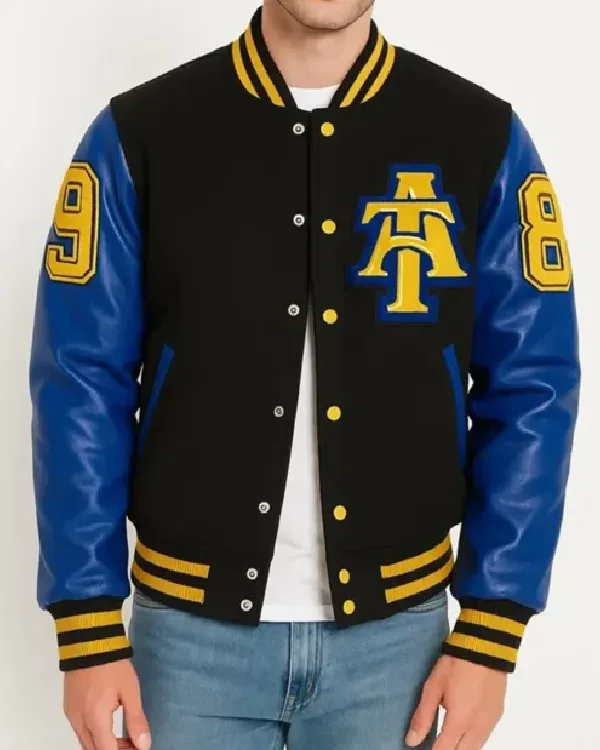 North Carolina AT Aggie Black and Blue Varsity Jacket (1)