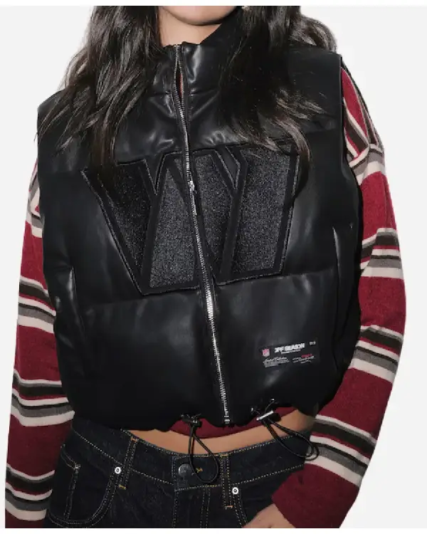 Off Season Washington Commanders Faux Leather Cropped Puffer Vest