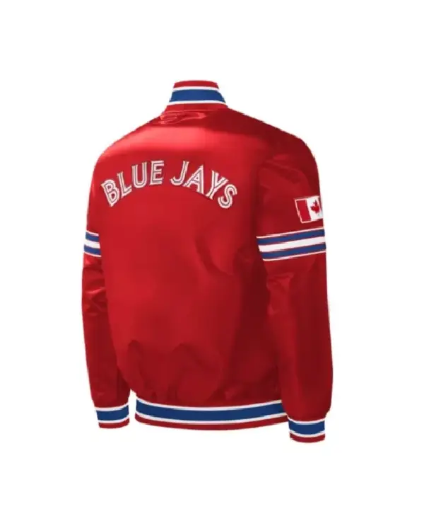Order  Canada Day Toronto Blue Jays Varsity Full-Snap Satin Red Jacket On Sale