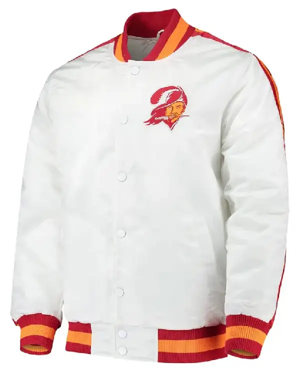 Order Throwback D-Line Tampa Bay Buccaneers White Satin Jacket For Sale (1)