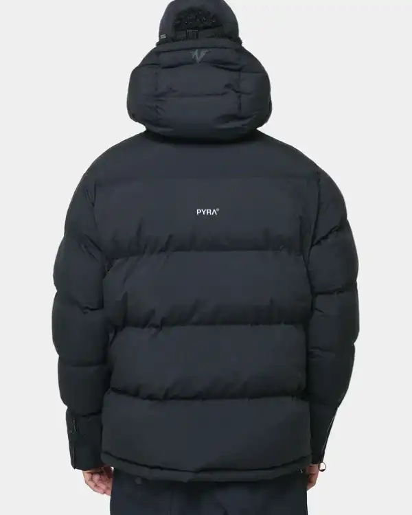 PYRA Alpine Black Hooded Puffer Jacket Sale Back
