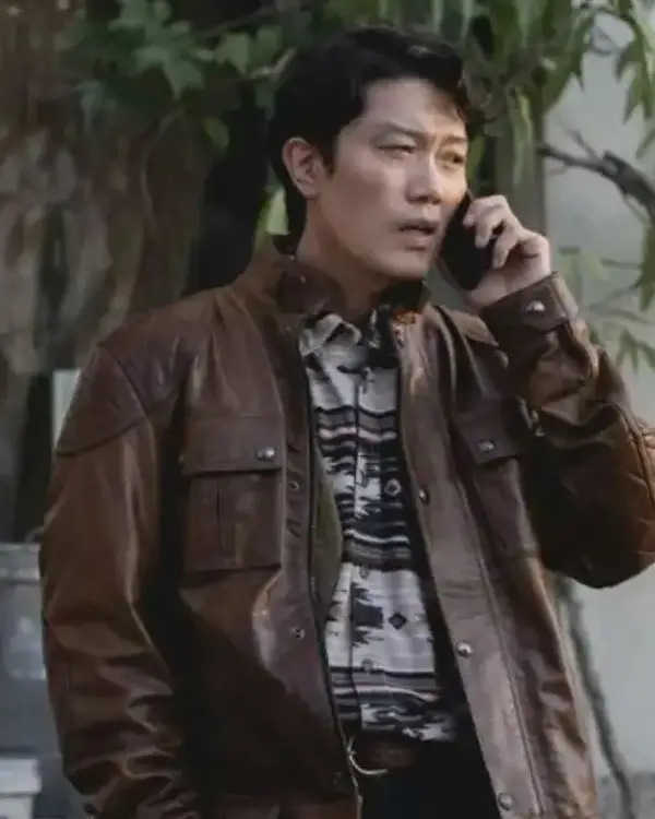 Park Hee-soon No Other Choice Brown Leather Jacket