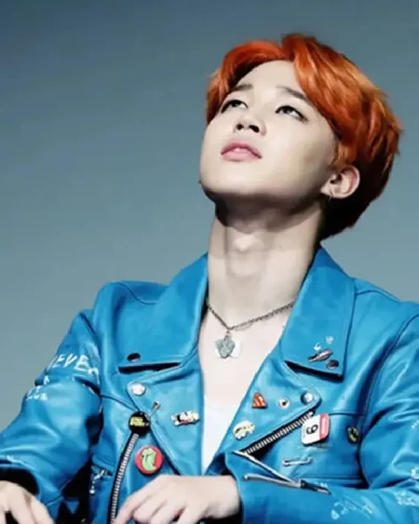 Park Ji-min BTS Star Jimin Blue Biker Leather Jacket