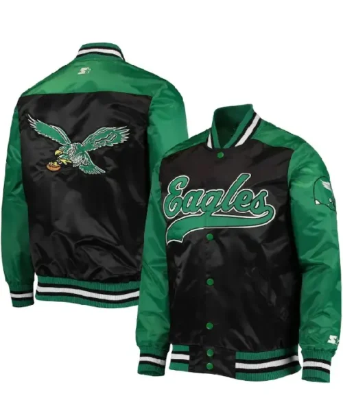 Philadelphia Eagles Green and Black Full Snap Jacket