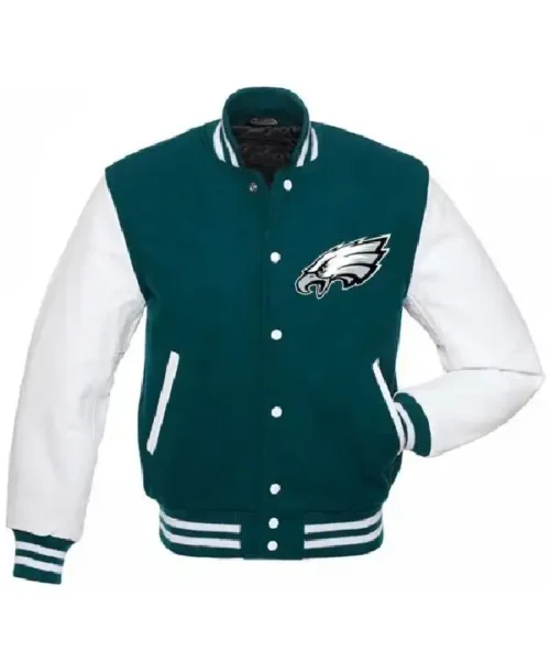 Philadelphia Eagles Green and White Varsity Jacket