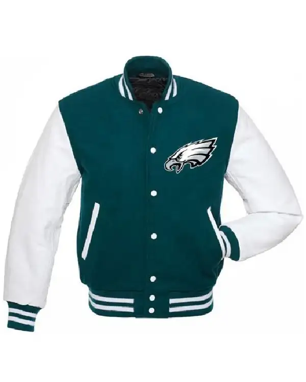 Philadelphia Eagles Green and White Varsity Jacket