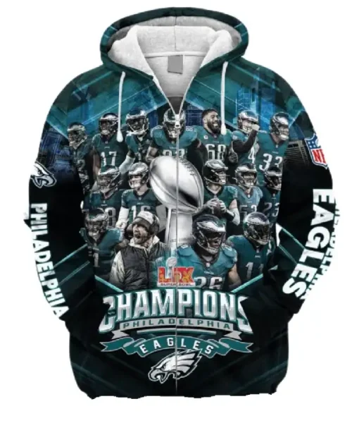 Philadelphia Eagles Super Bowl LIX 2025 Championship Hoodie