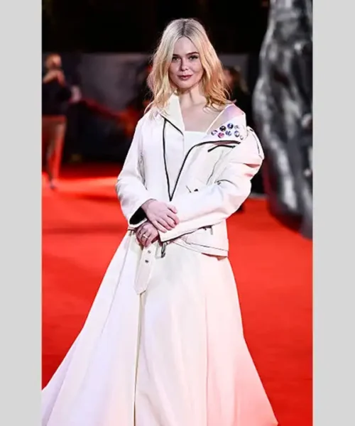 Predator Badlands Elle Fanning White Leather Jacket