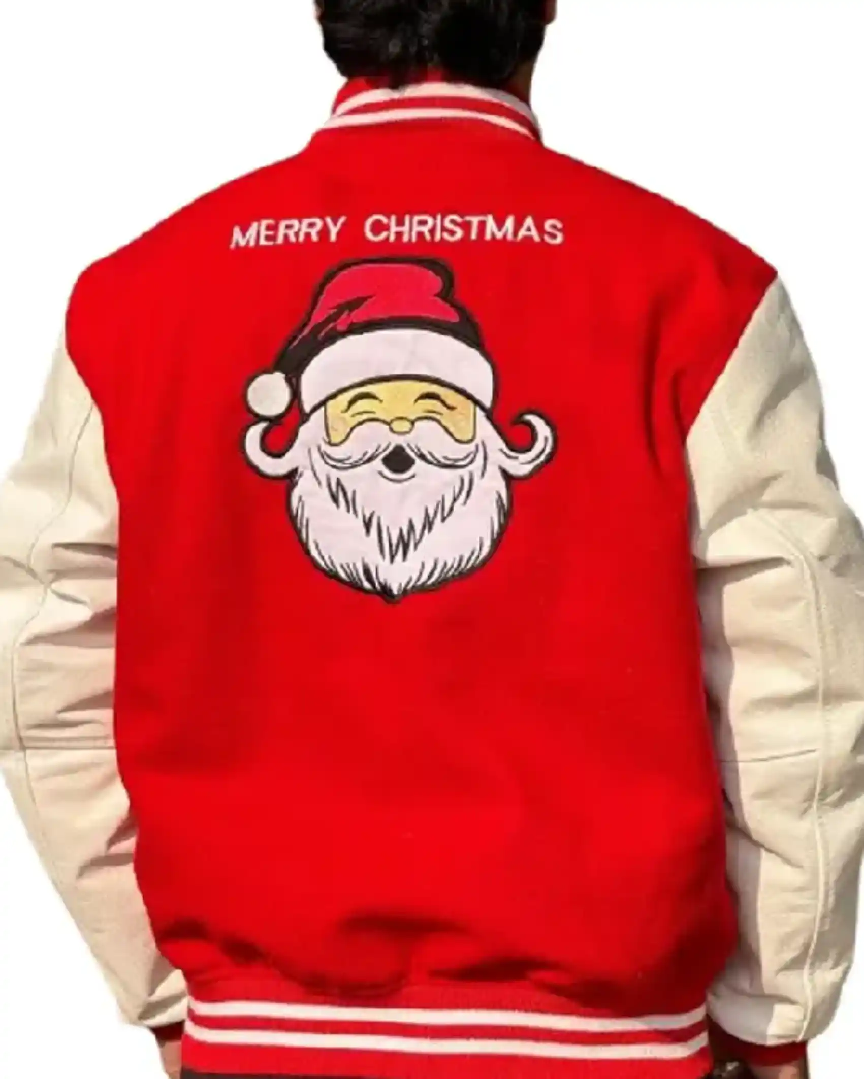 Red and White Christmas Varsity Jacket
