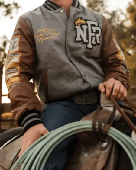 Rodeo NFR Las Vegas Brown Letterman Jacket