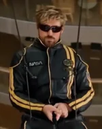 Ryan Gosling The Fall Guy 2024 Colt Seavers NASA Black Leather Jacket with Yellow