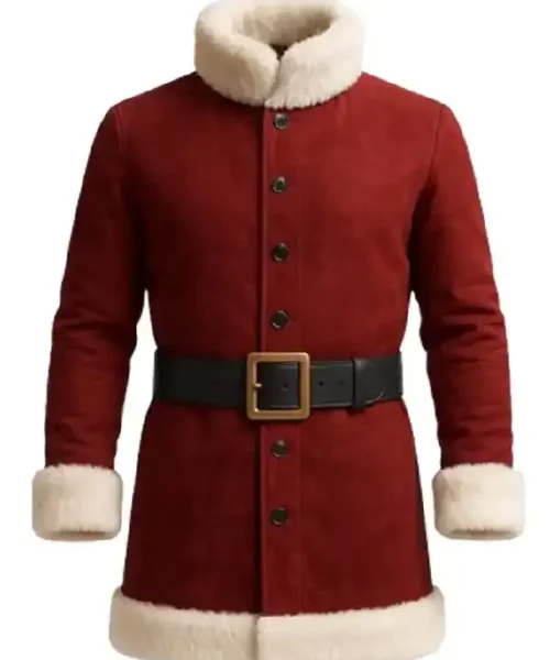 Santa High Neck Shearling Collar Coat