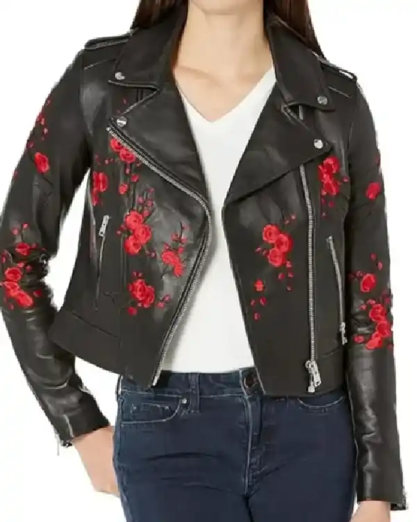 Scarlett Black Floral Leather Jacket