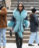 Shay Mitchell Black Leather Coat