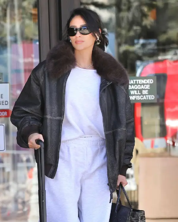 Shay Mitchell Shearling Bomber Jacket