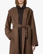 Shirt Style Collar Belted trench Brown coat For Women’s Sale