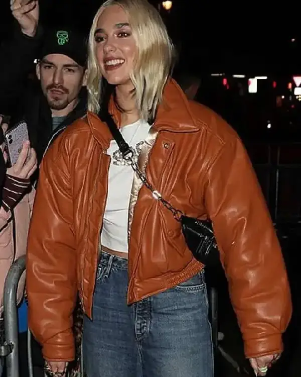 Shop Explore the Dua Lipa BBC Radio 1 Studios Brown Leather Jacket Bold