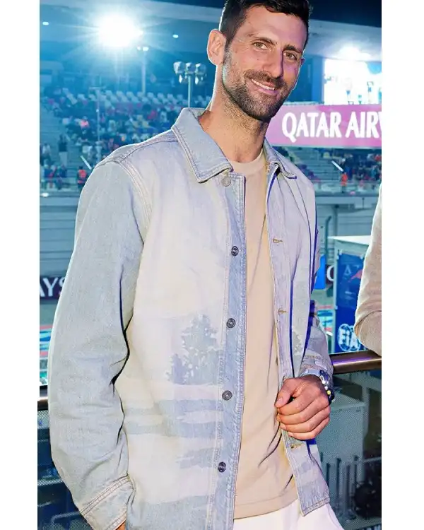 Shop F1 Qatar Grand Prix 2025 Novak Djokovic Blue Denim Jacket