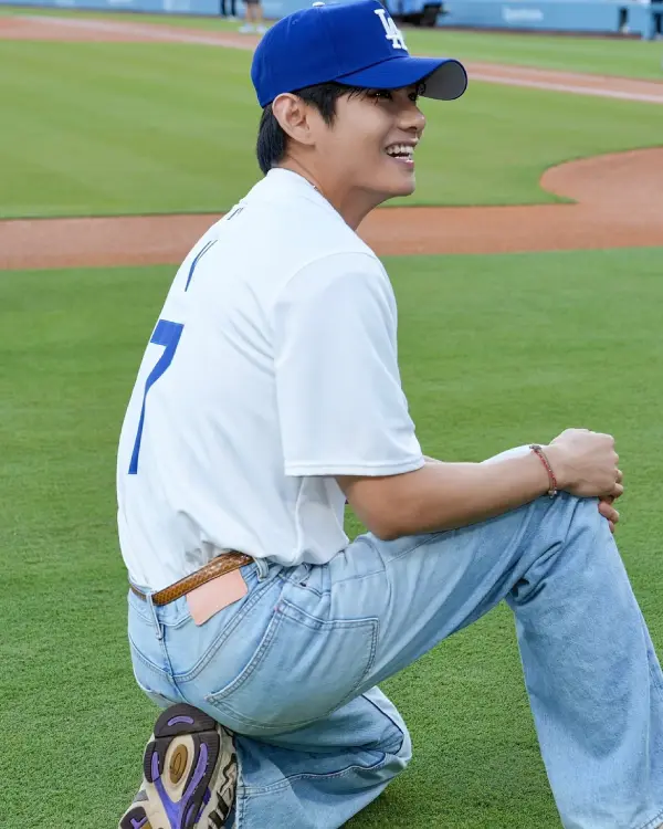 Shop Kim Taehyung V 7 LA Dodgers Nike Jersey White