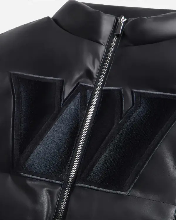 Shop Off Season Washington Commanders Faux Leather Cropped Black Puffer Vest On Sale