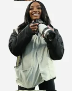 Shop Simone Biles Levi’s Stadium Bears vs 49ers NFL White Vest