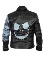 Shop The Nightmare Before Christmas Black Studded Biker Asymmetrical Zipper Leather Jacket For Sale