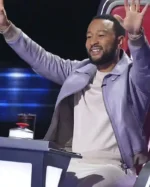 Shop Tv Series The Voice 2021 John Legend Purple Leather Jacket Sale