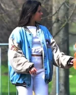 Singer Camila Cabello Blue and White Mickey Mouse Varsity Jacket