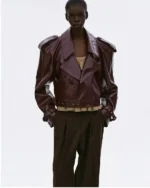 Source Unknown Leather Jacket Burgundy