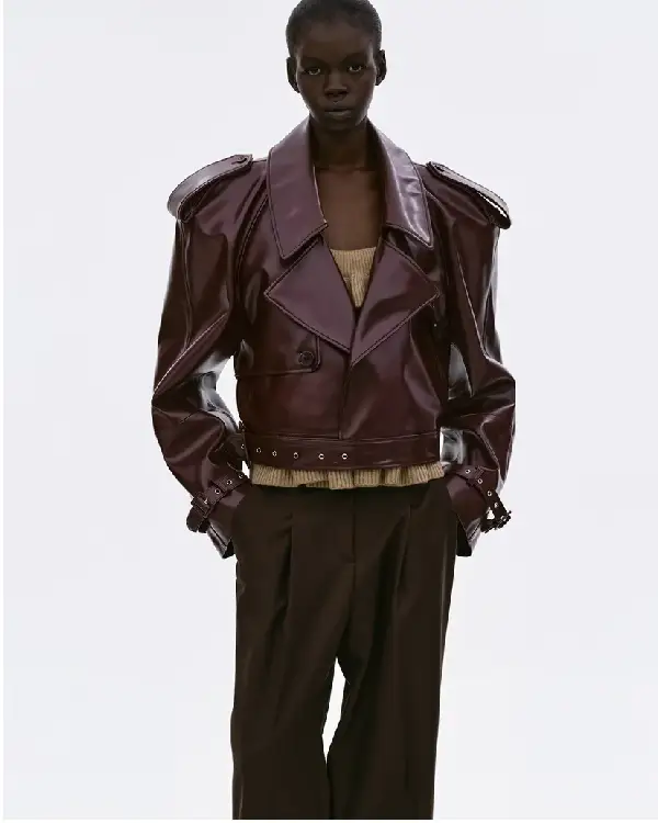 Source Unknown Leather Jacket Burgundy