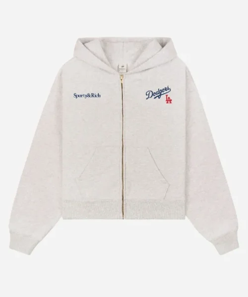 Sporty & Rich Dodgers Serif Cropped Zip Hoodie