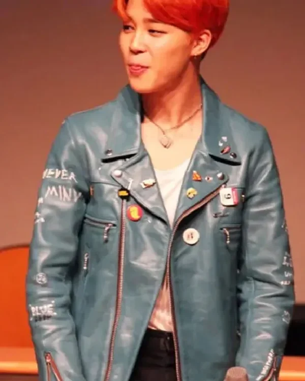 Star Jimin Biker Leather Jacket