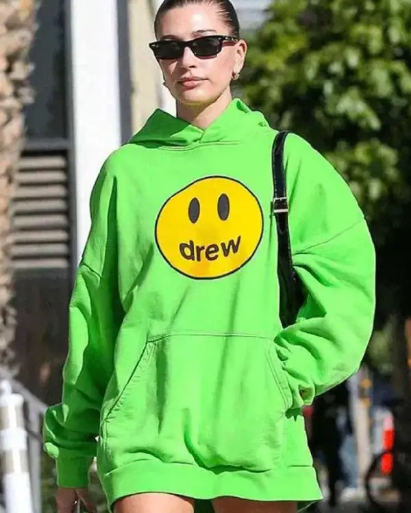Street Style Hailey Bieber Green Hoodie