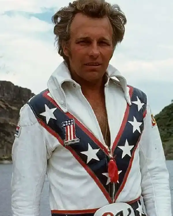 Stunt Performer Evel Knievel White Leather Motorcycle Jacke