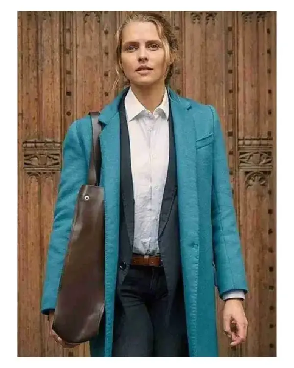 Sale Teresa Palmer A Discovery of Witches Diana Bishop Blue Long Trench Coat