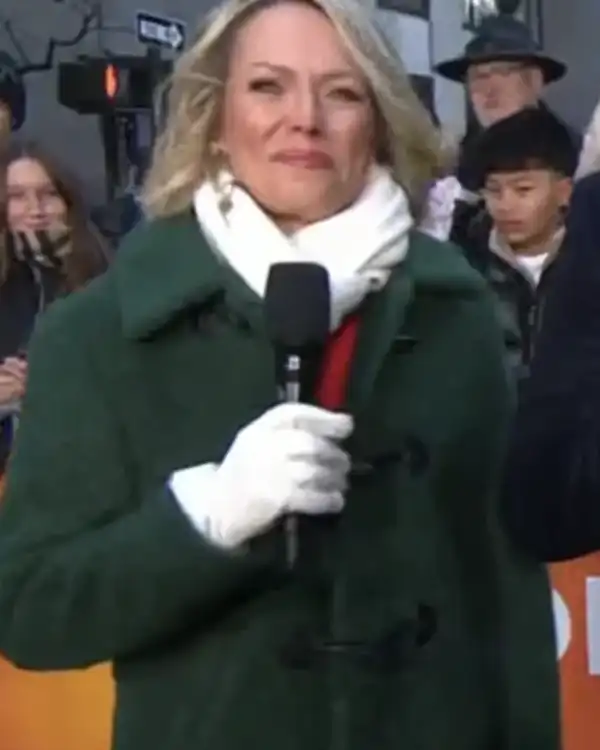 The Today Show 2025 Dylan Dreyer Green Sherpa Toggle Coat