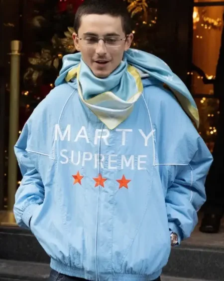Timothée Chalamet Light Blue Marty Supreme Jacket