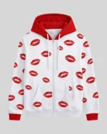 Valentine Day Lips Kiss Print Hoodie